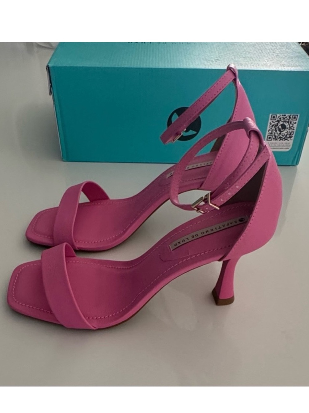 Pink Strappy Leather Stiletto Heels